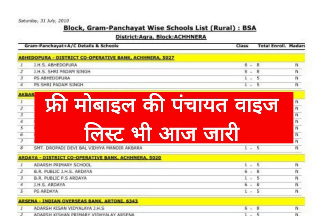 Free Mobile Panchayat Wise List